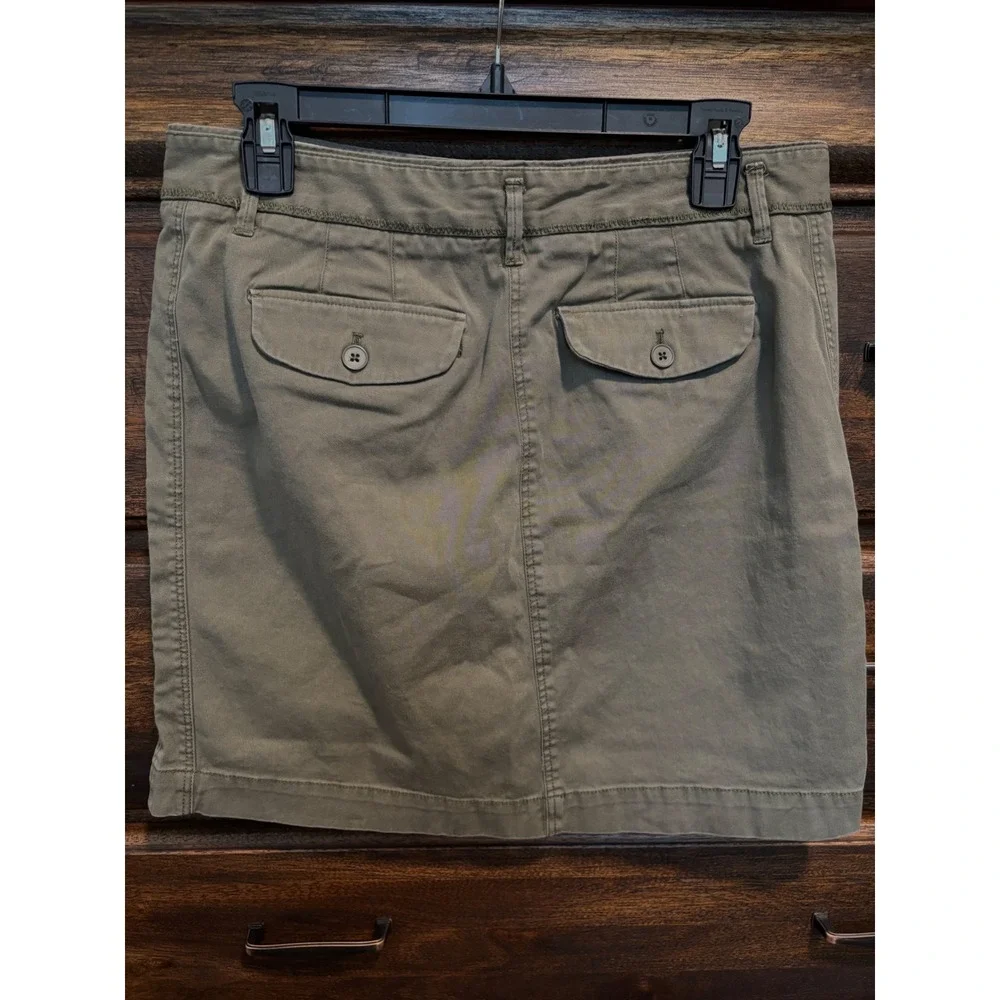 Ann Taylor LOFT Womens Olive Green Khaki Cotton Utility Mini Skirt Size 6